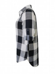  Gingham Button Up Collar Blouse
