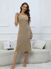  Ribbed Knit Cami Dress & Long Sleeve Cardigan Nightgown Set