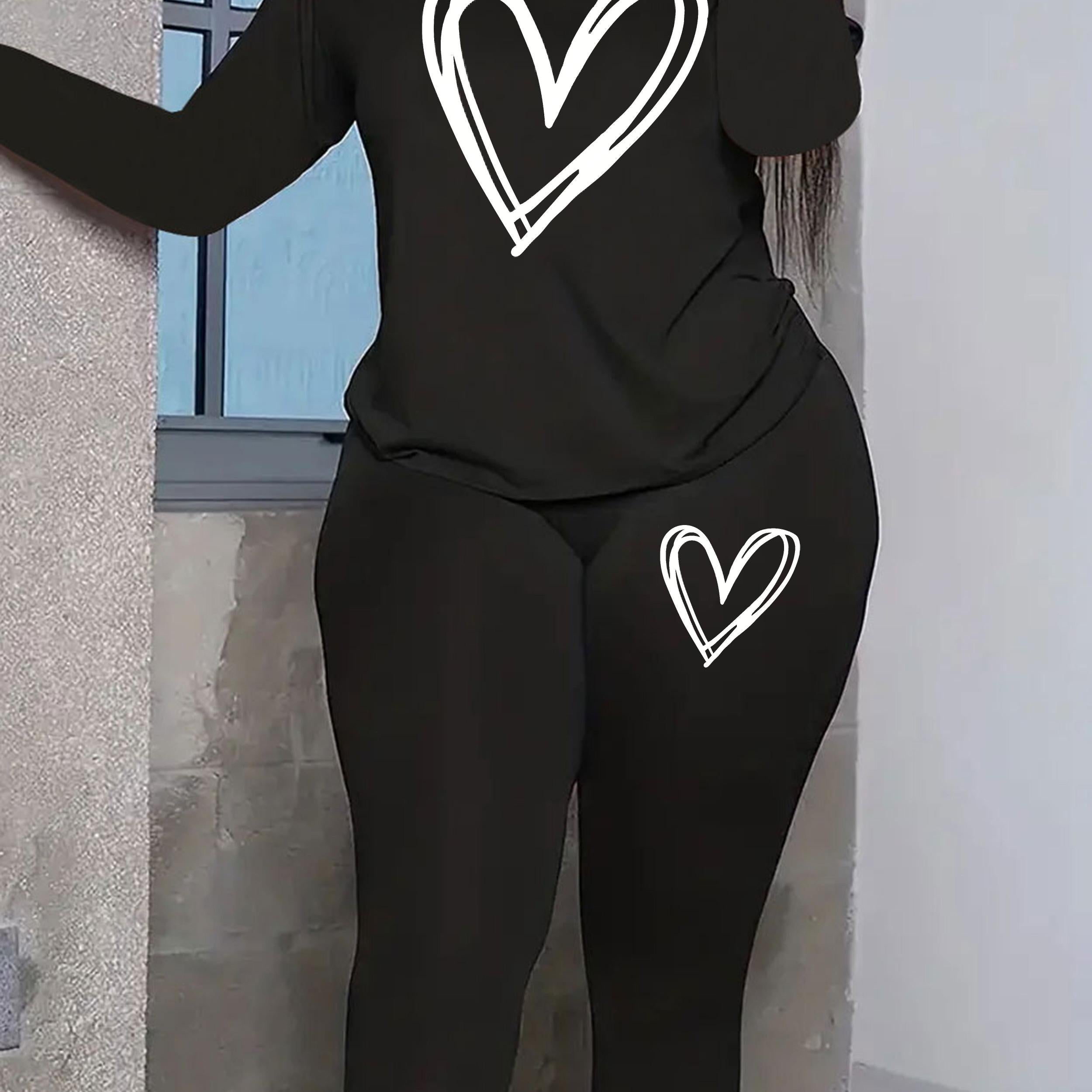  Heart Print Top & Leggings 2 Piece Set