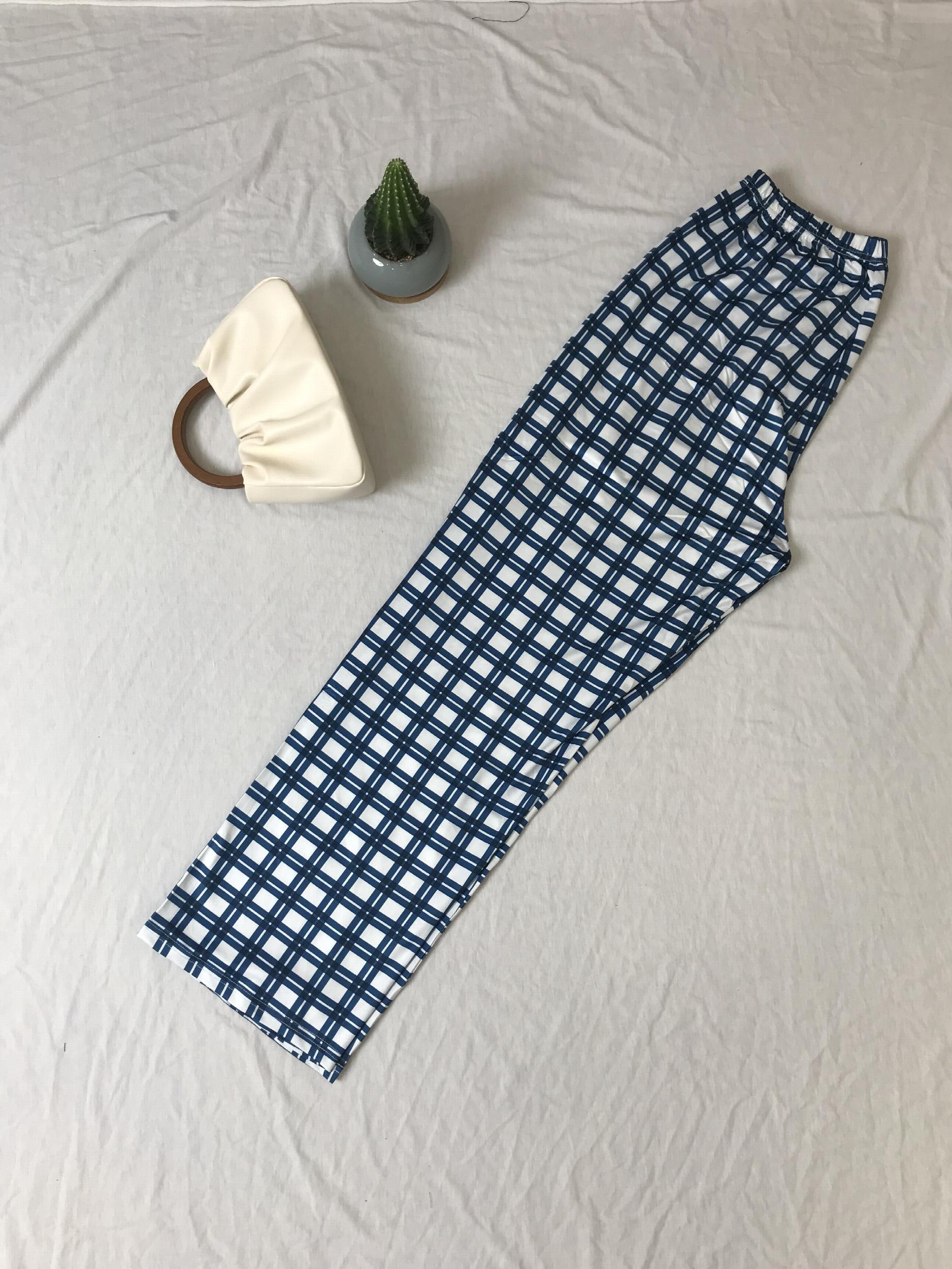  Plaid Print Elastic Waist Sleepwear Pants