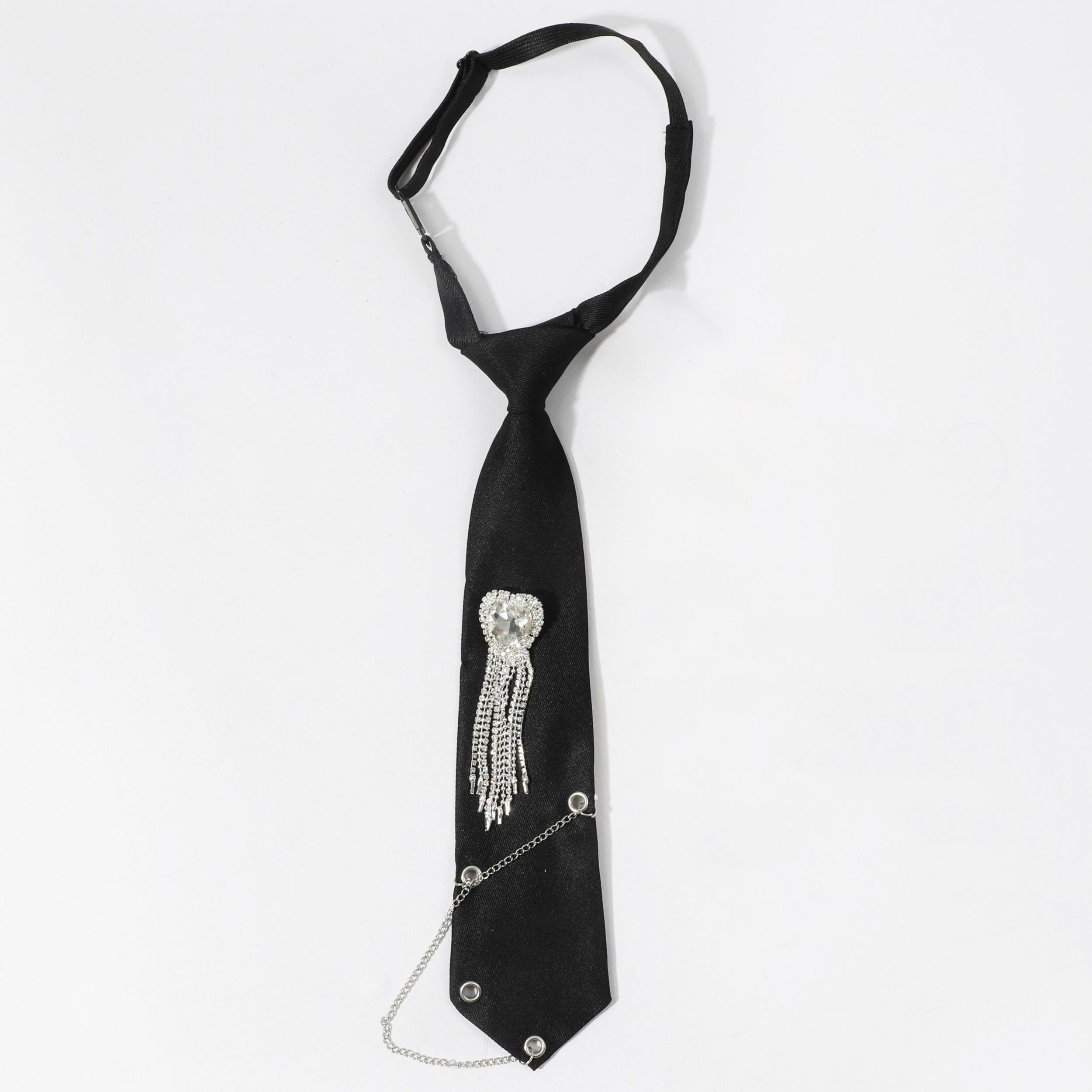 Crystal Heart Tassel Brooch Bow Tie