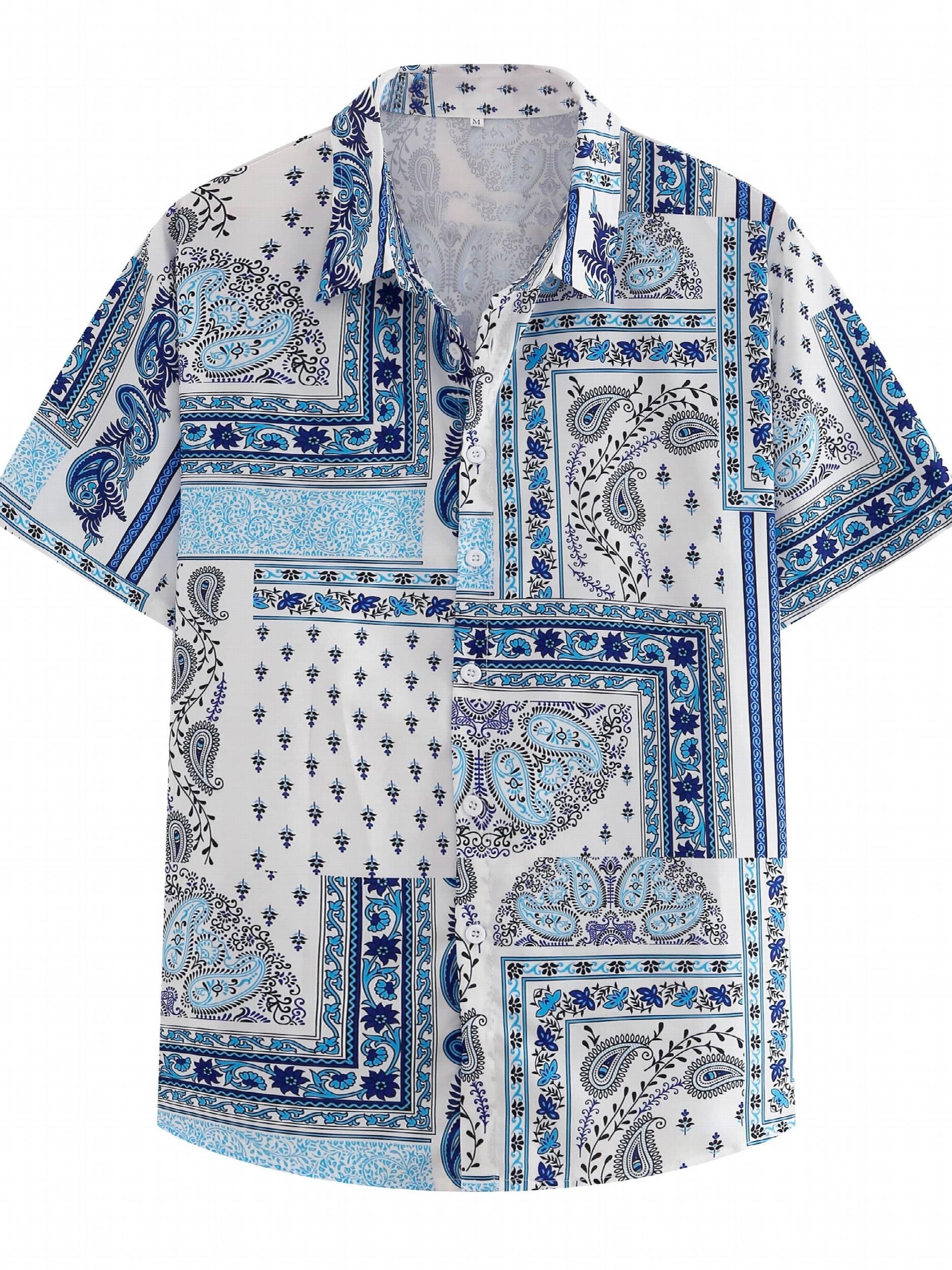 Hawaiian Style Print Men's Casual Short Sleeve Shirt for Summer Vacation