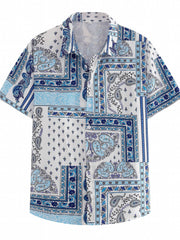 Hawaiian Style Print Men's Casual Short Sleeve Shirt for Summer Vacation