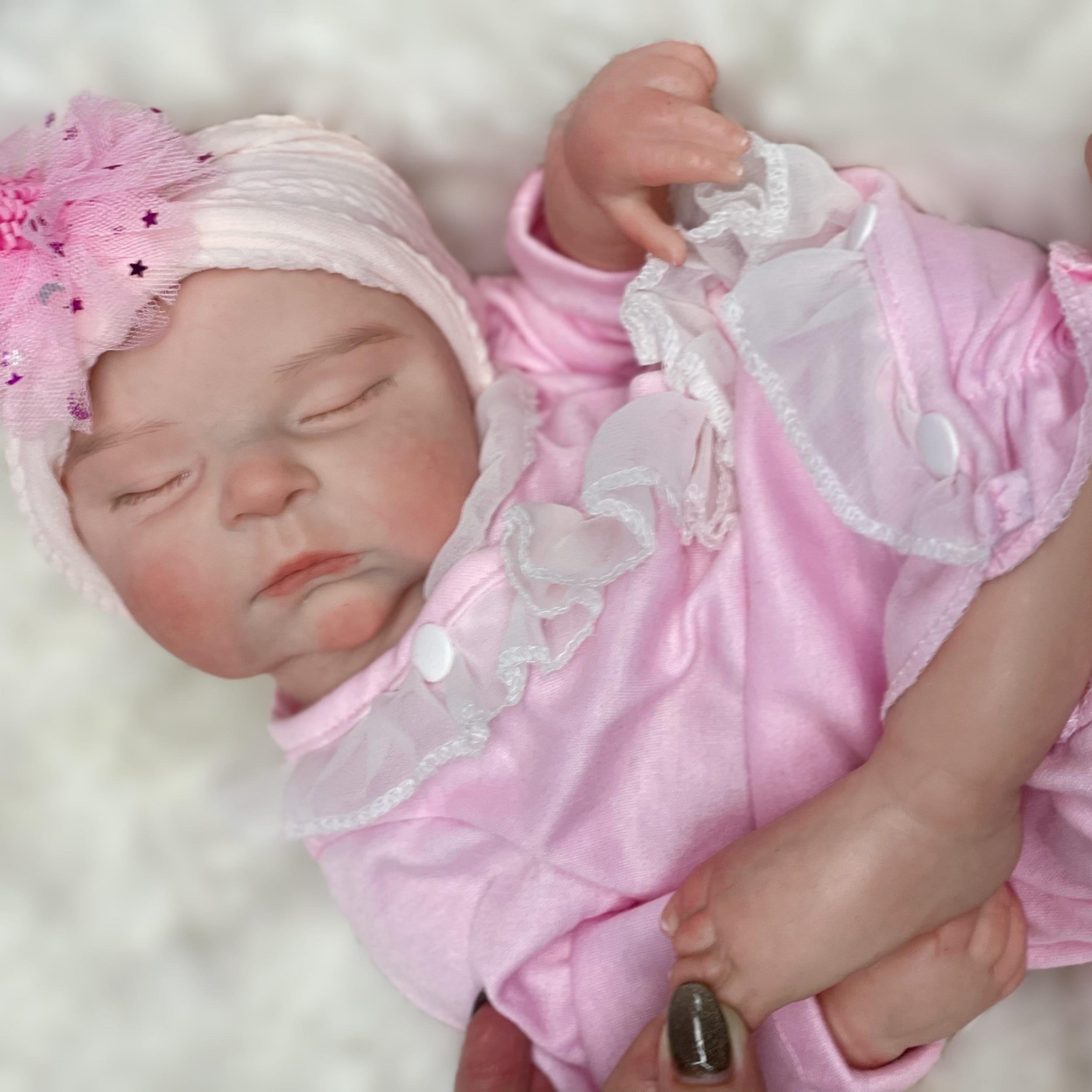 Realistic Silicone Reborn Youngsters Doll Lifelike Sleeping Girl Pink Onesie
