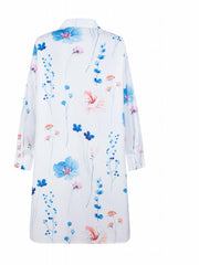  Women's Floral Print Long Sleeve Shirt Dress