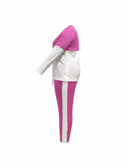  Colorblock Long Sleeve Tee & Drawstring Pants 2 Piece Set