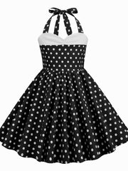 Girls Polka Dots Halter Neck Princess Dress for Party