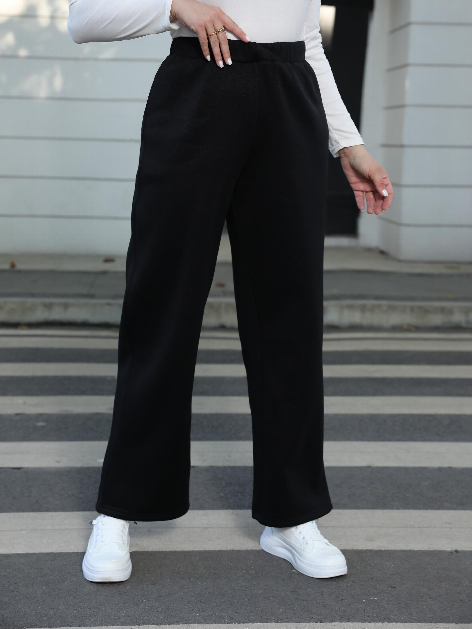  Sporty Pants Women's Plus Wide Leg Trousers