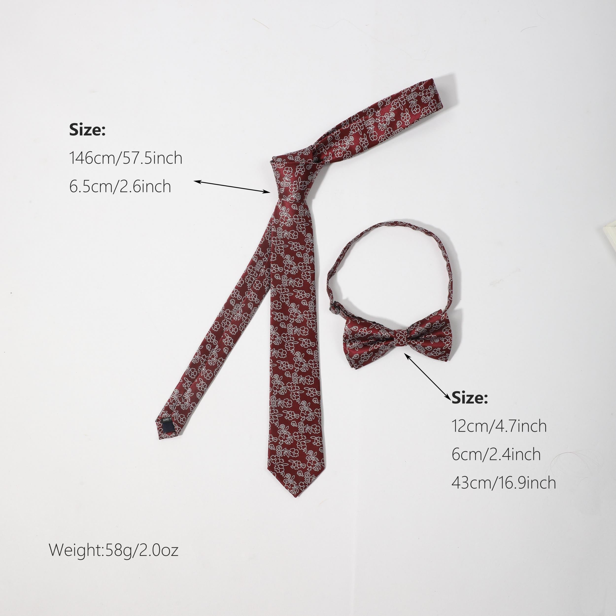 2pcs Men's Floral Necktie Bow Tie Set for Wedding