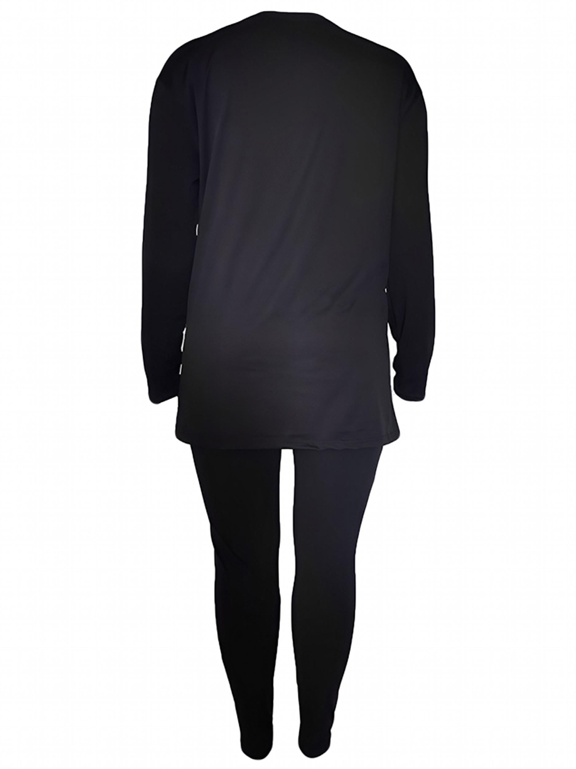  Women's Arrow & Slogan Print Tunic Top & Leggings Set