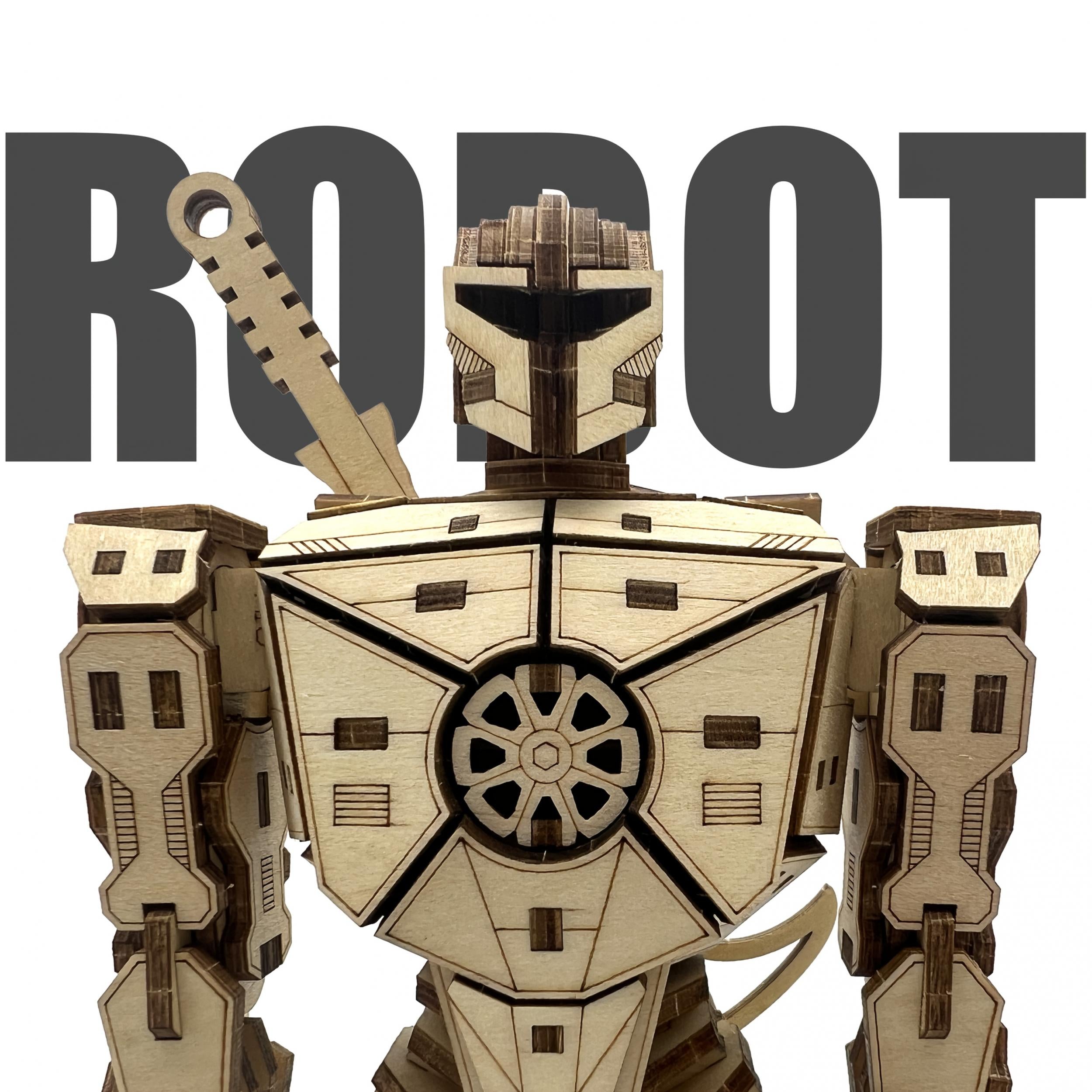 3D Wooden Puzzle Robot DIY Assembly Model Ages 14 Flexible Joints Basswood Gift
