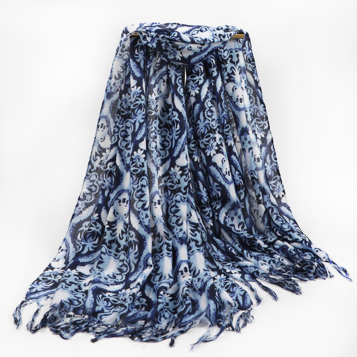 Men's Floral Ethnic Tassel Shawl Scarf