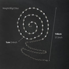 Double Layer Waist Chain Faux Pearl Rhinestone Belly Chain
