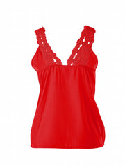 Lace Stitching V-Neck Tank Top for Summer