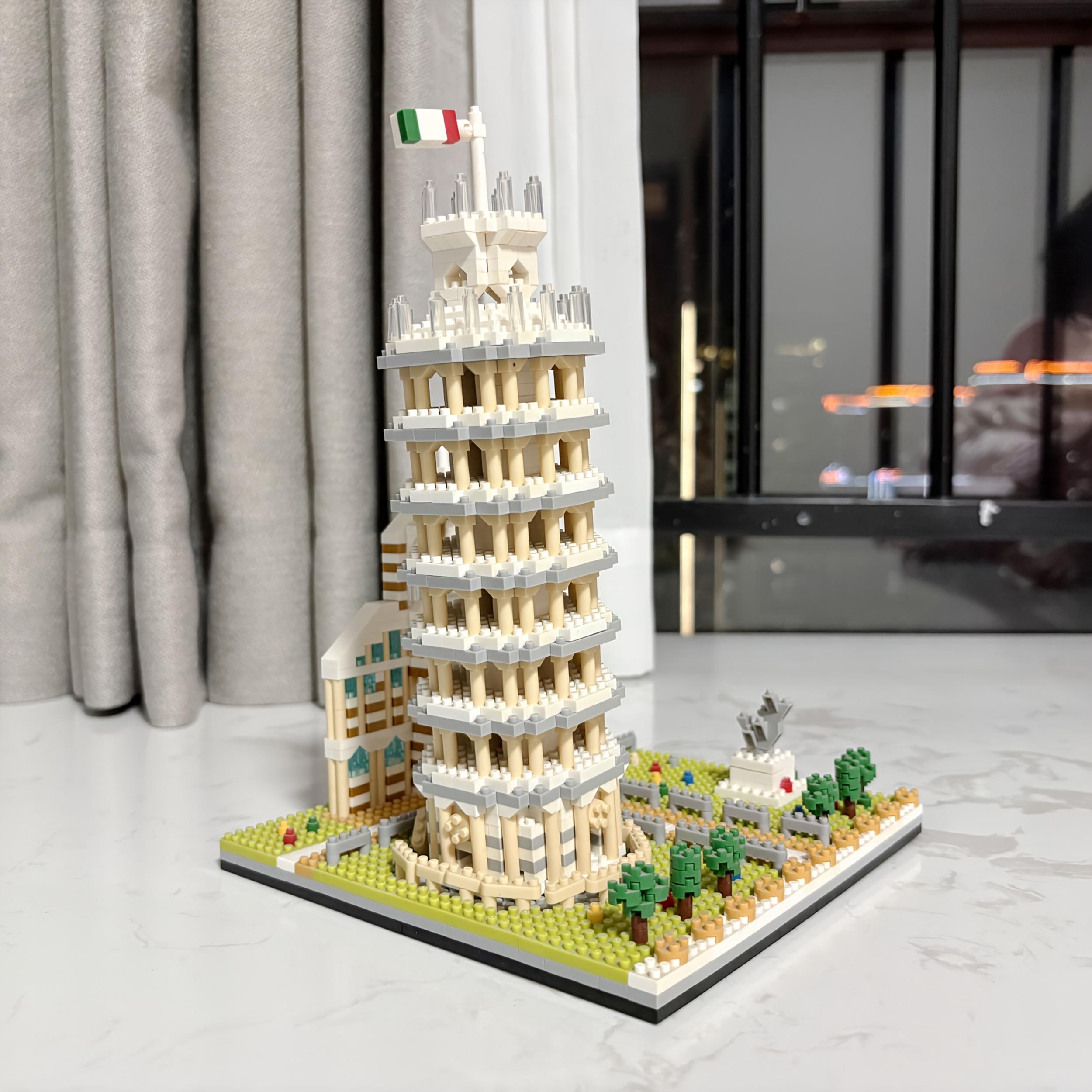 1649pcs Leaning Tower of Pisa Building Block Model 3D Puzzle Toy