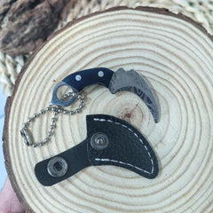 Green red wooden handle mini stainless steel keychain with leather cover