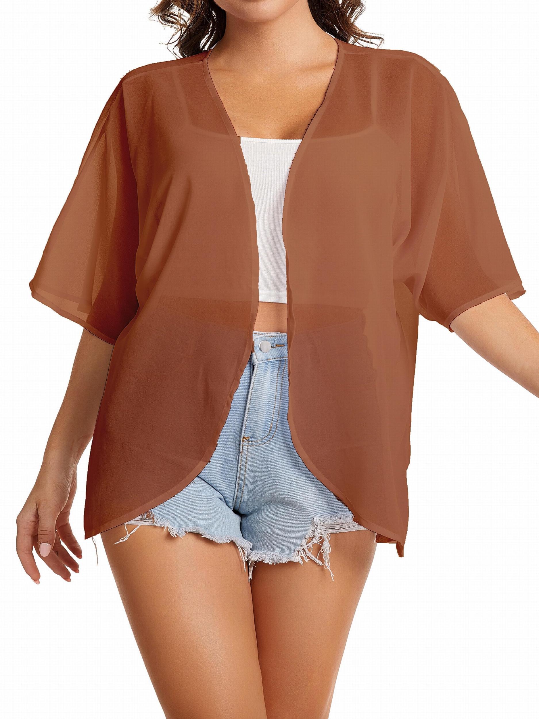  Sheer Slight Stretch Cover Up Cardigan