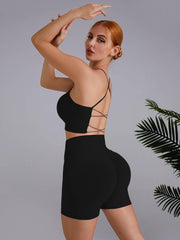 Backless Cross Strap Bodycon Yoga Set Fitness Sports Set
