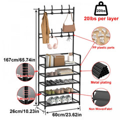 Shoe Storage Rack With Clothes Shelf Vertical Hanging Clothes Stand
