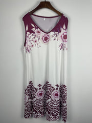 Boho Floral Print V Neck Tank Dress Plus Size