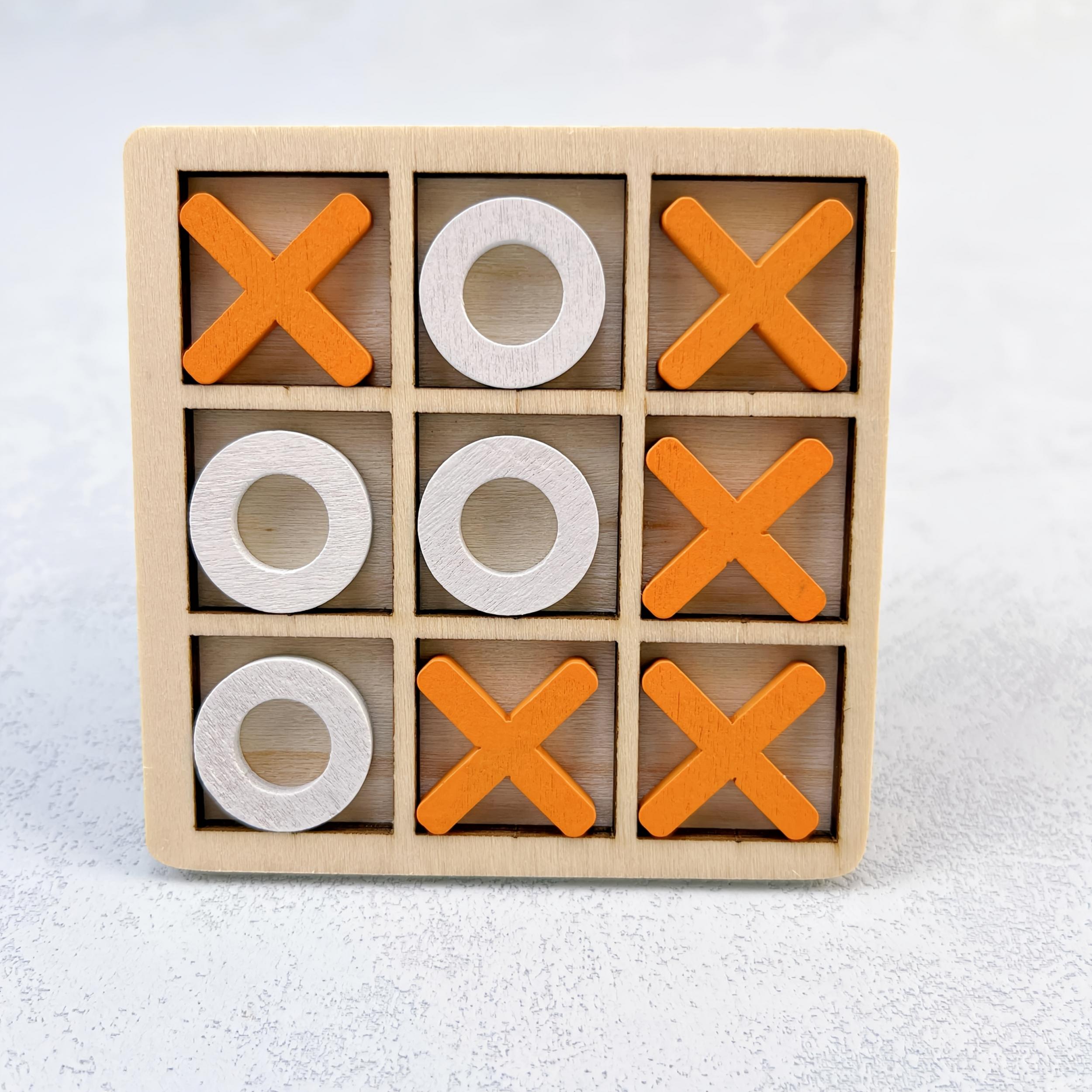 Colorful Wooden Tic Tac Toe Game for Two Players