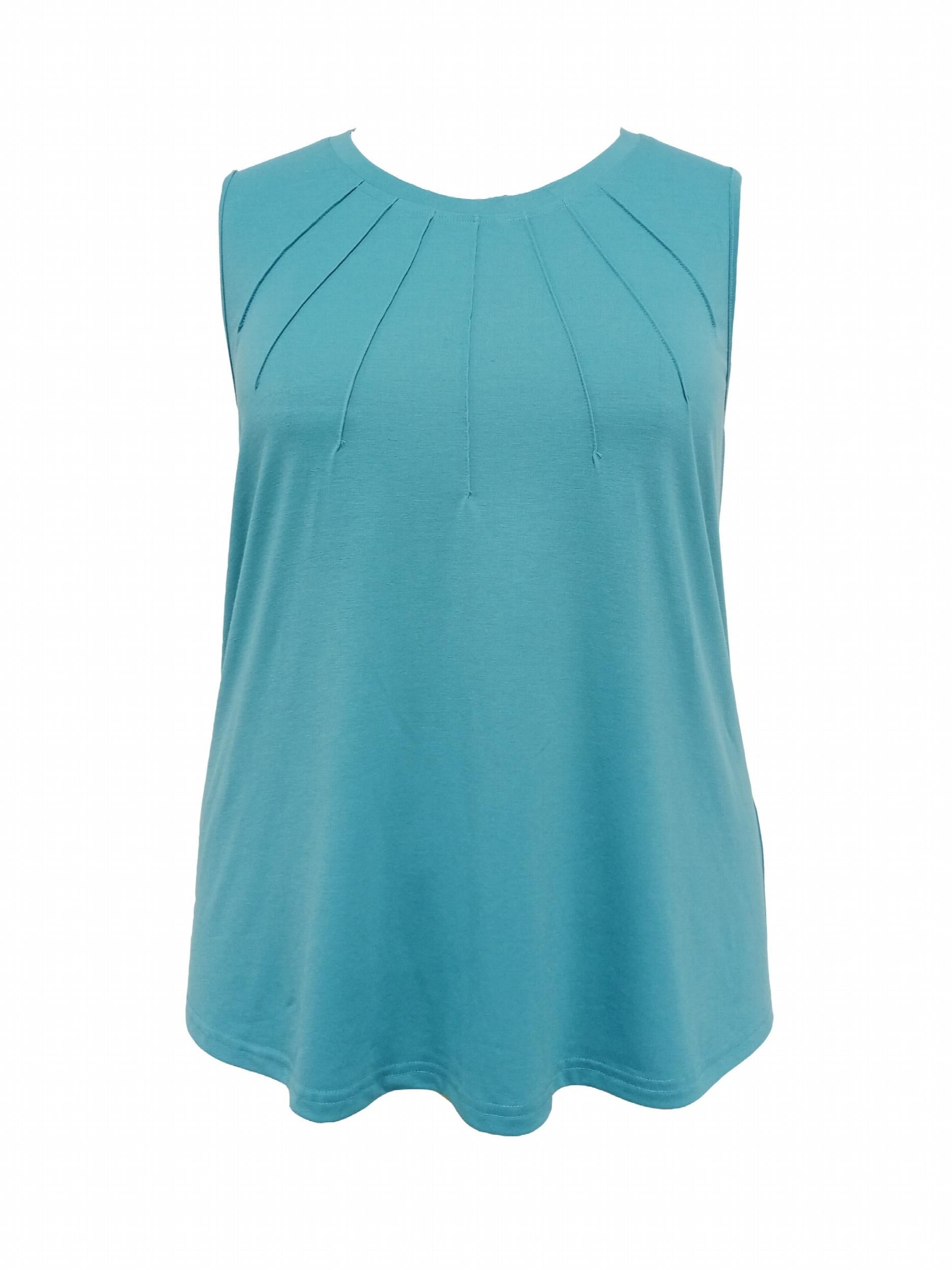  Casual Tank Top Women's Plus Seam Detail Round Neck Slight Stretch