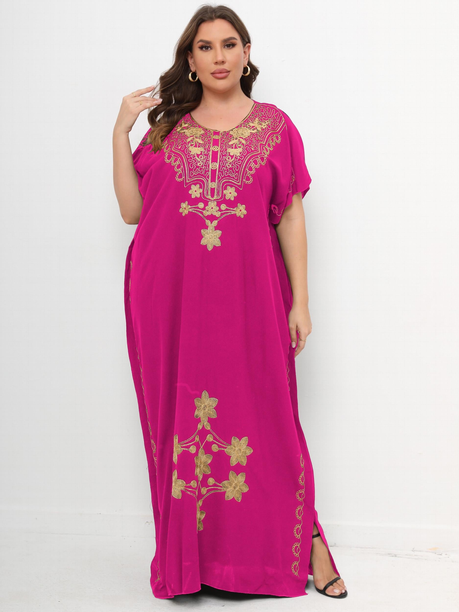  Floral Print Maxi Kaftan Dress