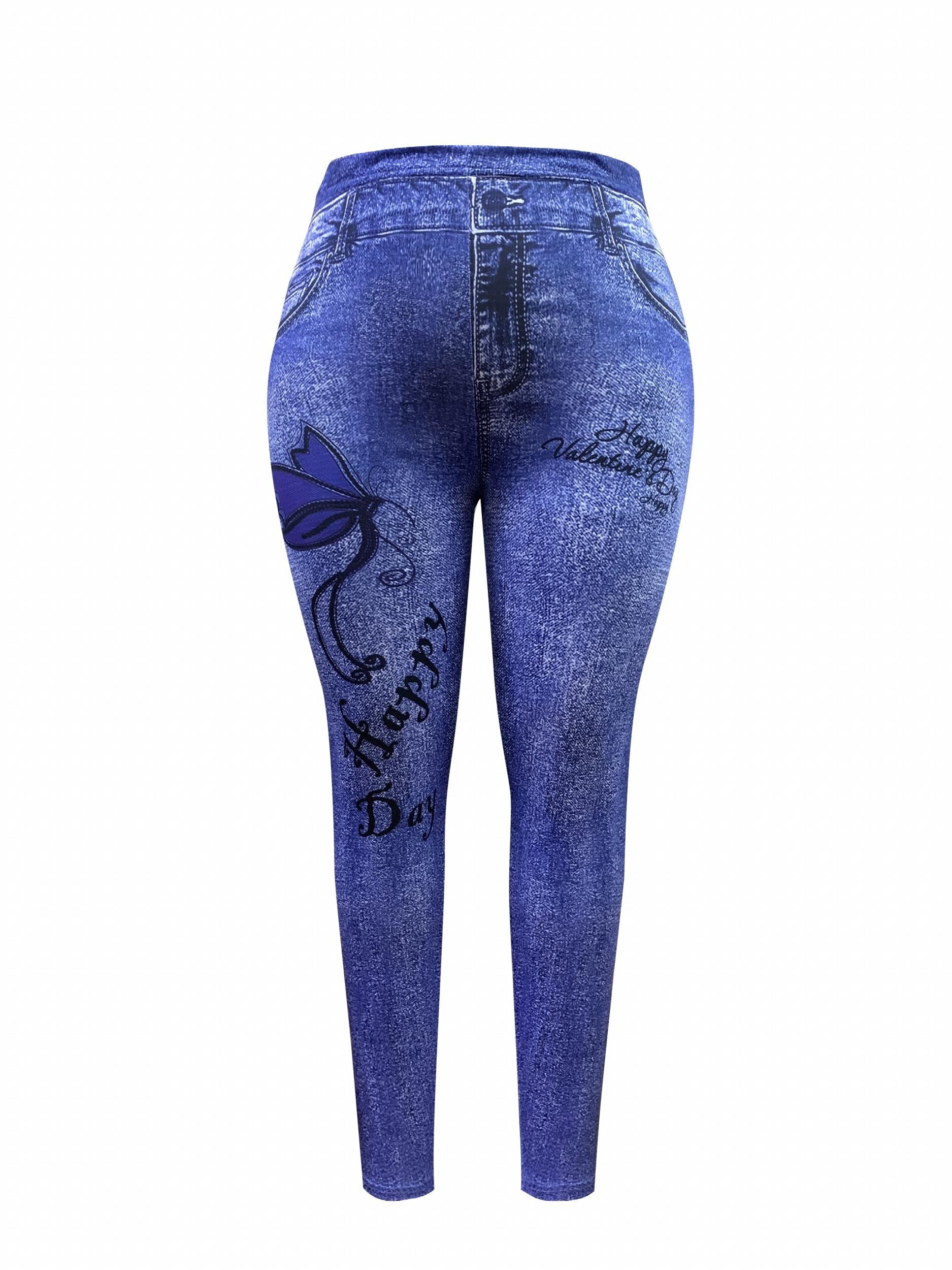  Butterfly Print High Rise Stretch Leggings