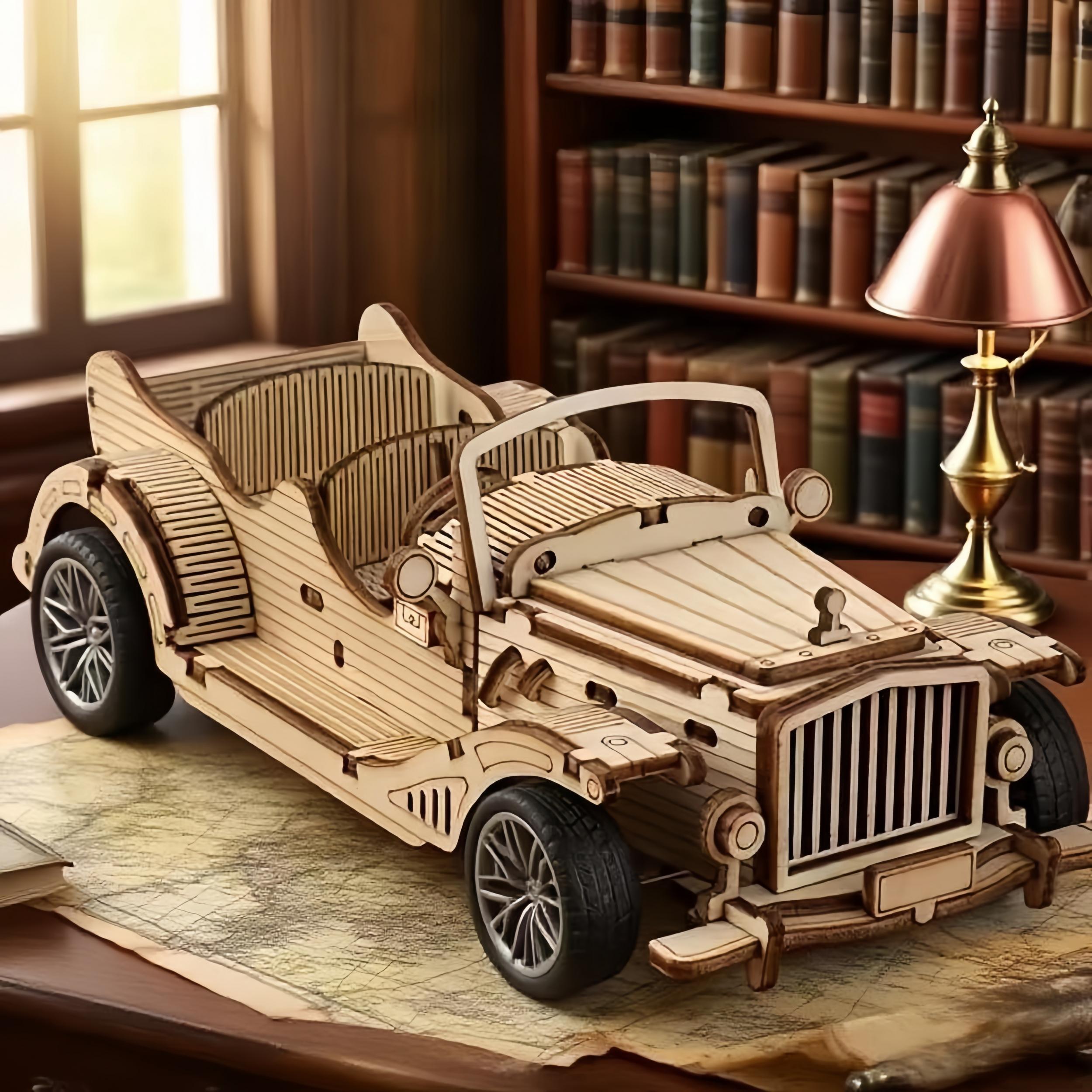 3D Vintage Classic Truck Wooden Puzzle Set DIY Kit
