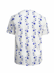  Floral Print Button Up Short Sleeve V Neck Blouse