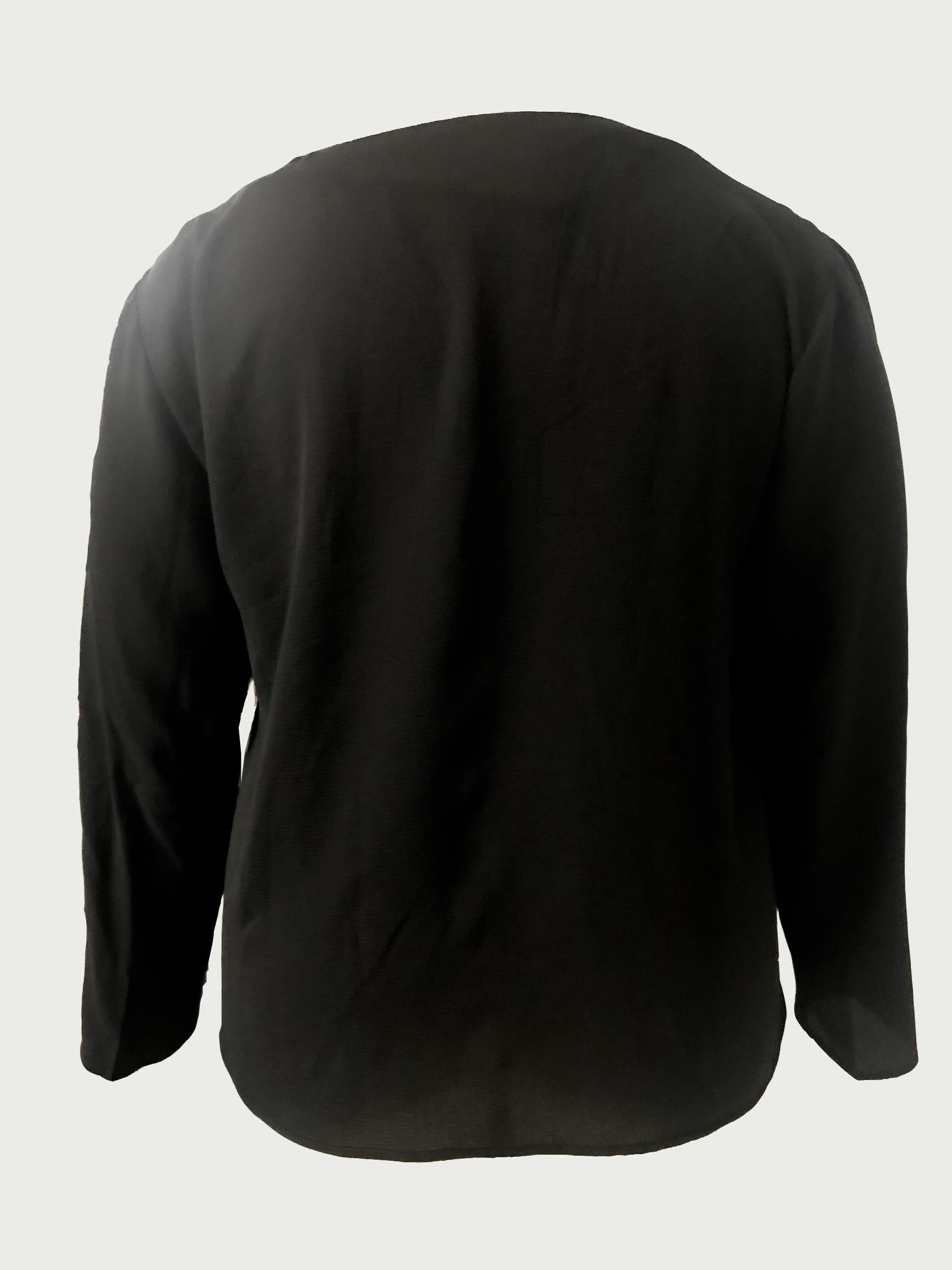  Casual Blouse Women's Plus Solid Button Decor Irregular Neck Long Slee
