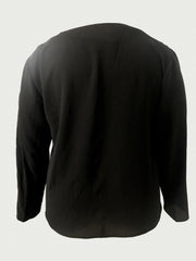  Casual Blouse Women's Plus Solid Button Decor Irregular Neck Long Slee