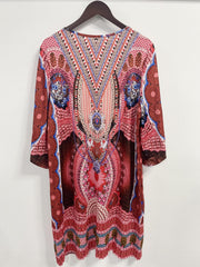  Boho Dress Women's Plus Floral Print Half Sleeve V Neck Dress