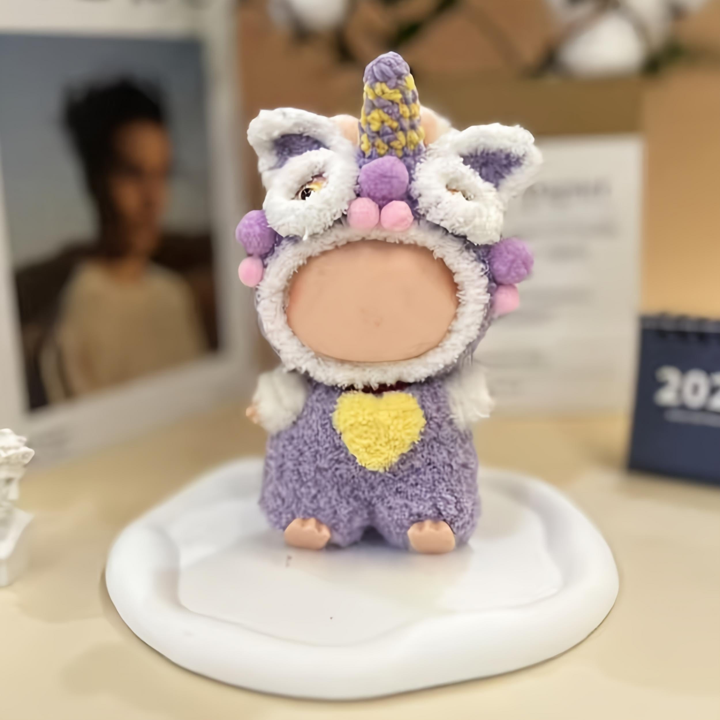 Handwoven Purple Lion Plush Clothes for 15-16cm Dolls