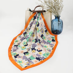 Floral Plaid Square Scarf Suncreen Headscarf