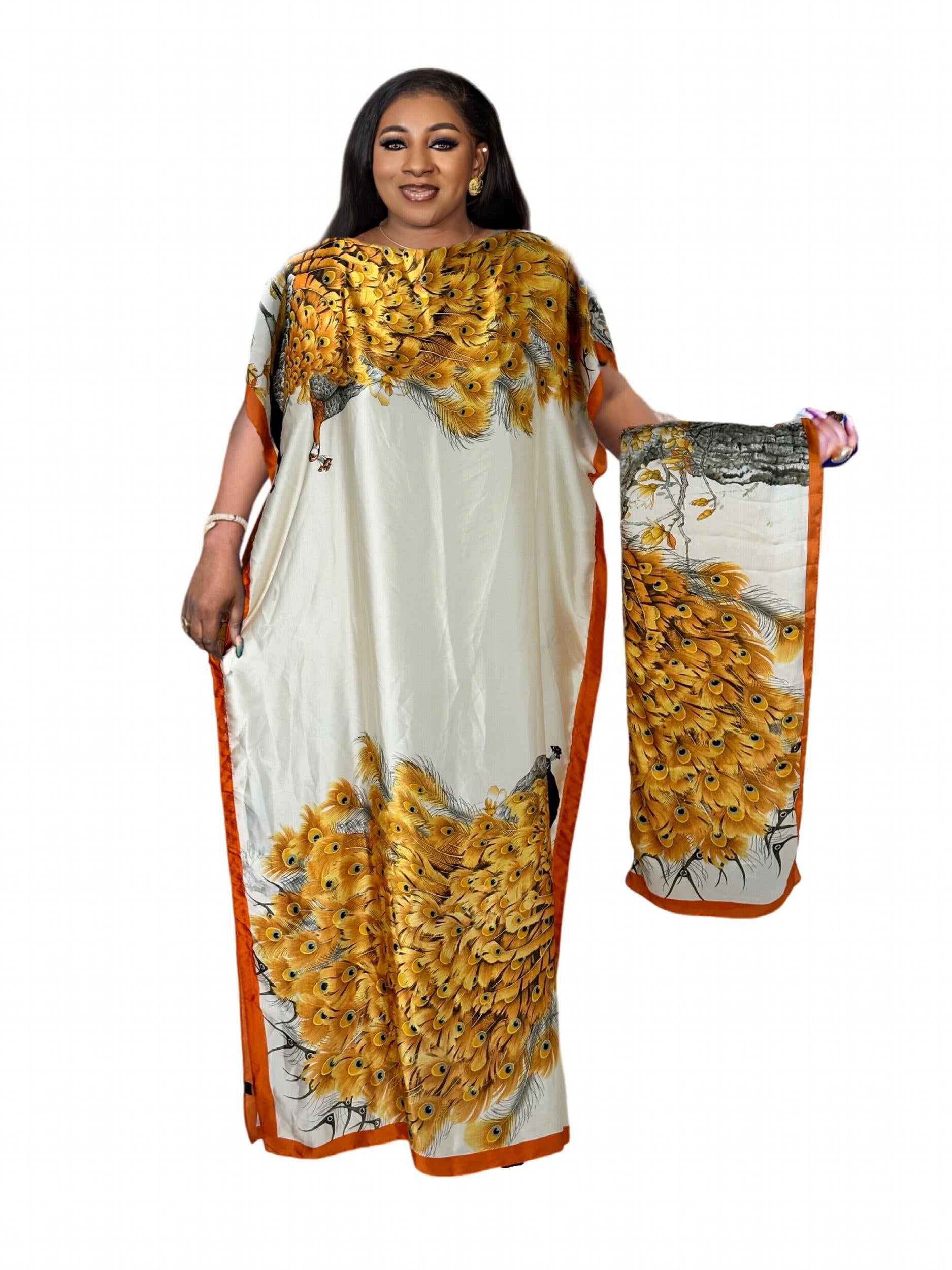  Colorblock Chain Print Maxi Kaftan Dress