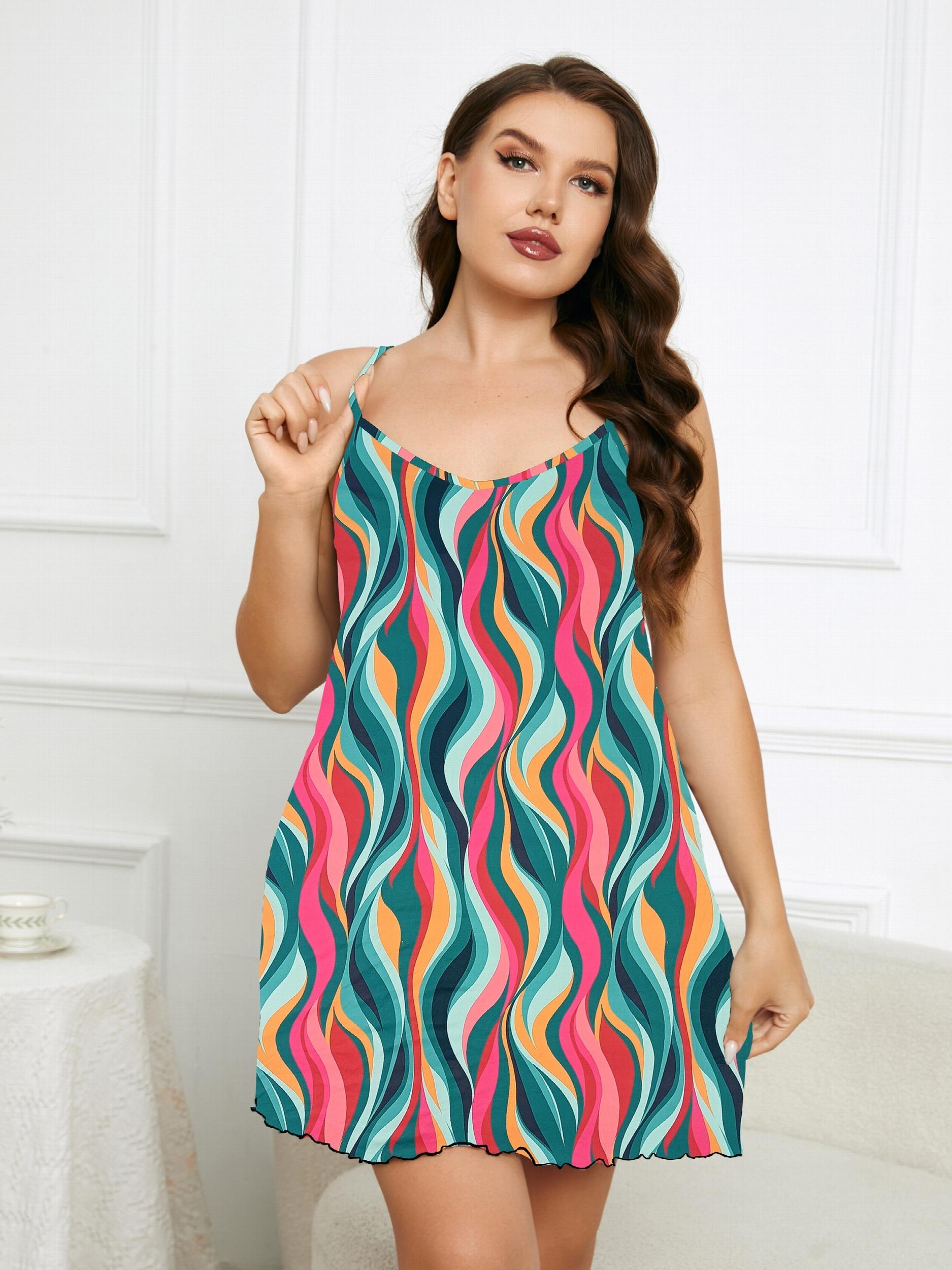  Boho Striped Print Loungewear Dress