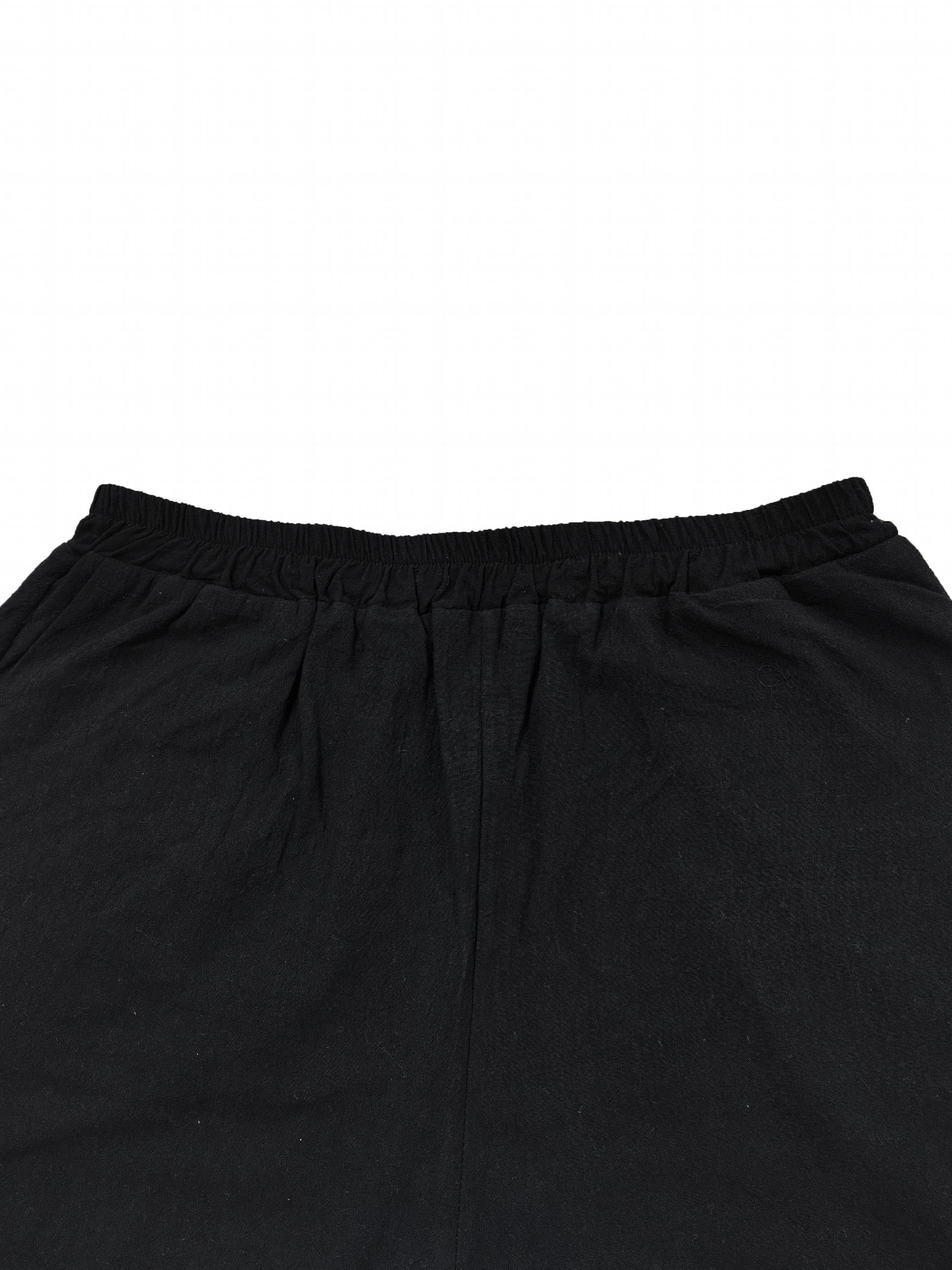  Solid Button Elastic Waist Shorts With Pockets