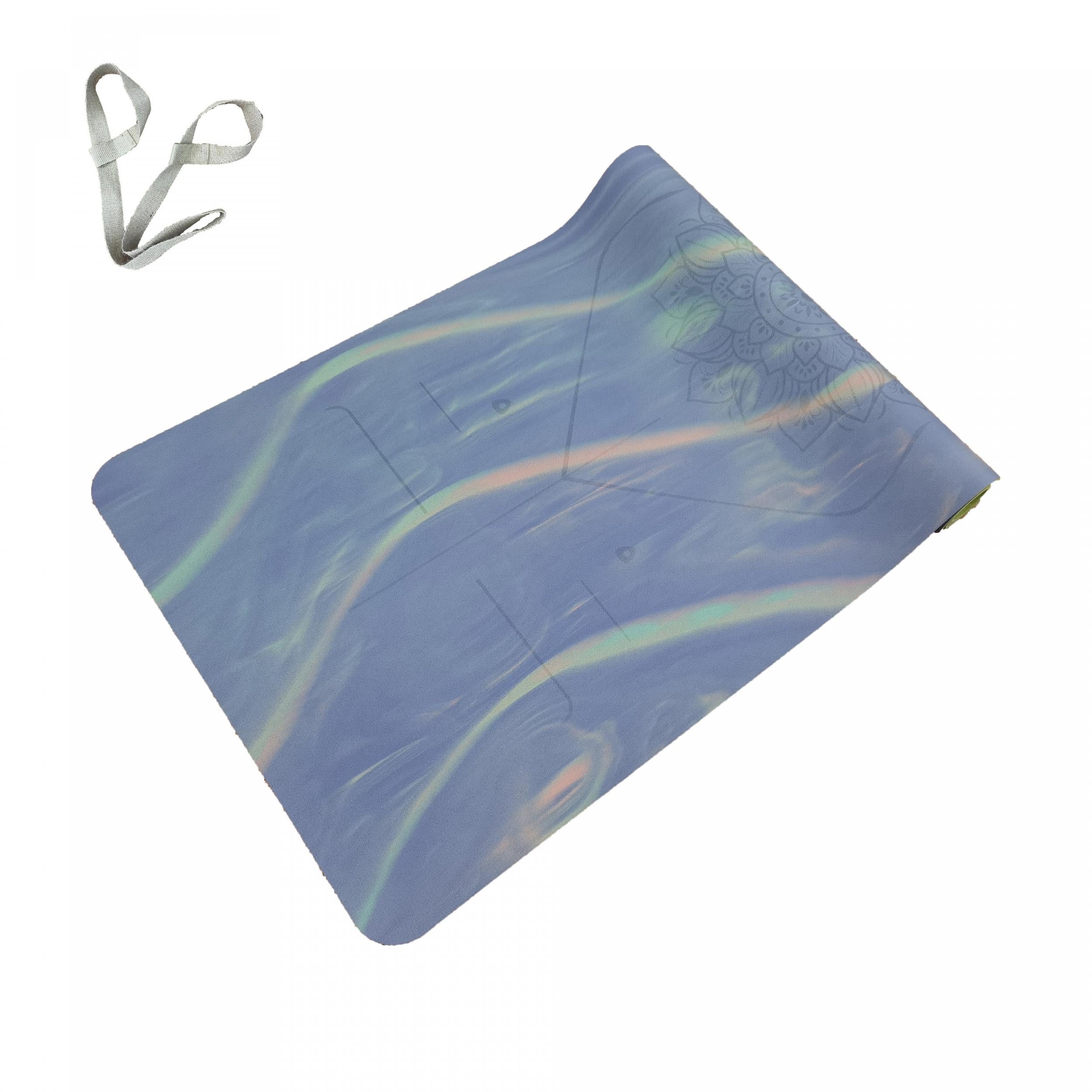 Colored Striped Yoga Mat w/ Linen Strap Non Slip Anti Sweat Fitness Mat