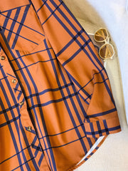  Plaid Print Button Up Blouse