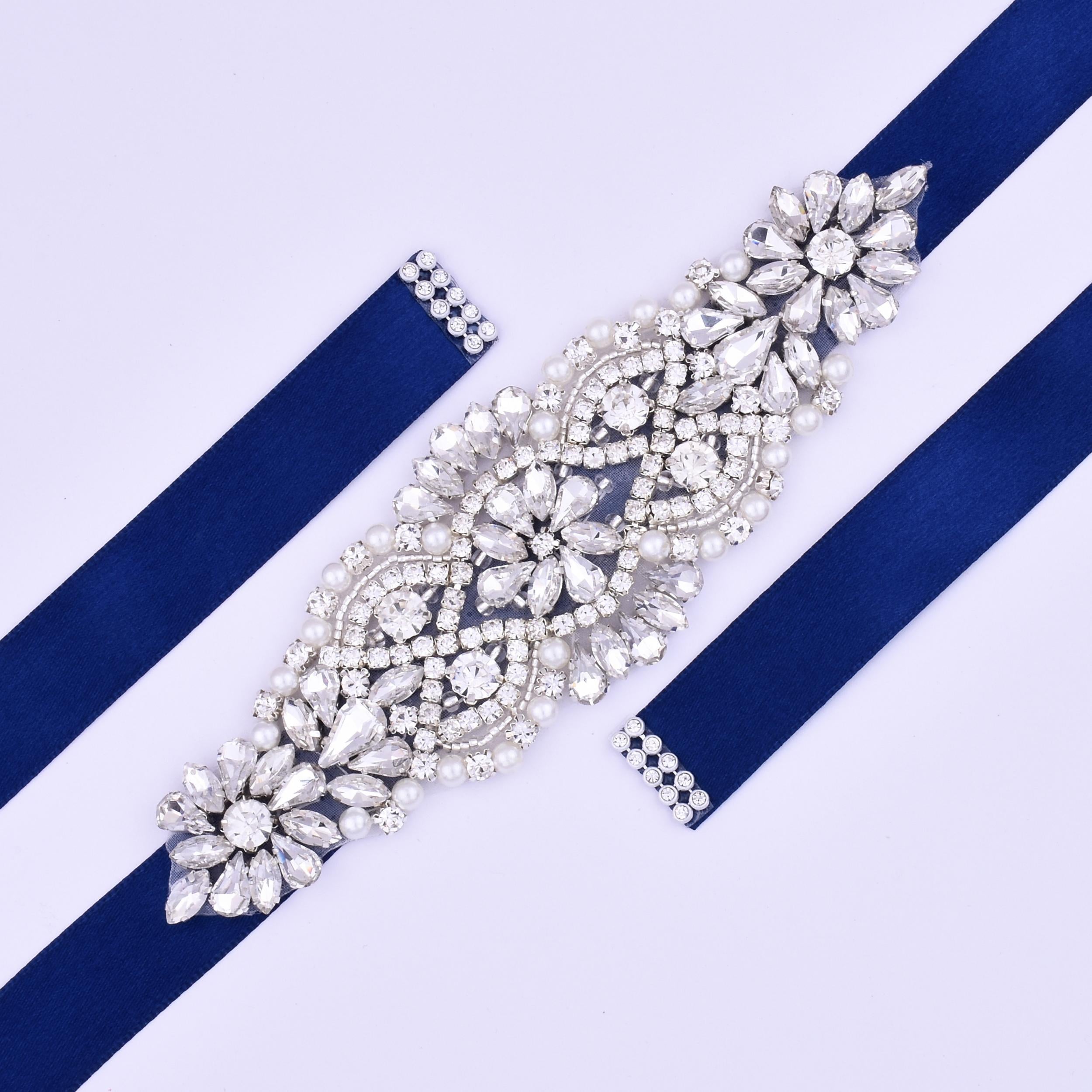 Crystal Bridal Belt Sash with Rhinestones for Upscale Gowns
