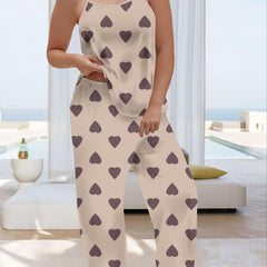  Heart Print Cami Top & Pants Lounge Set