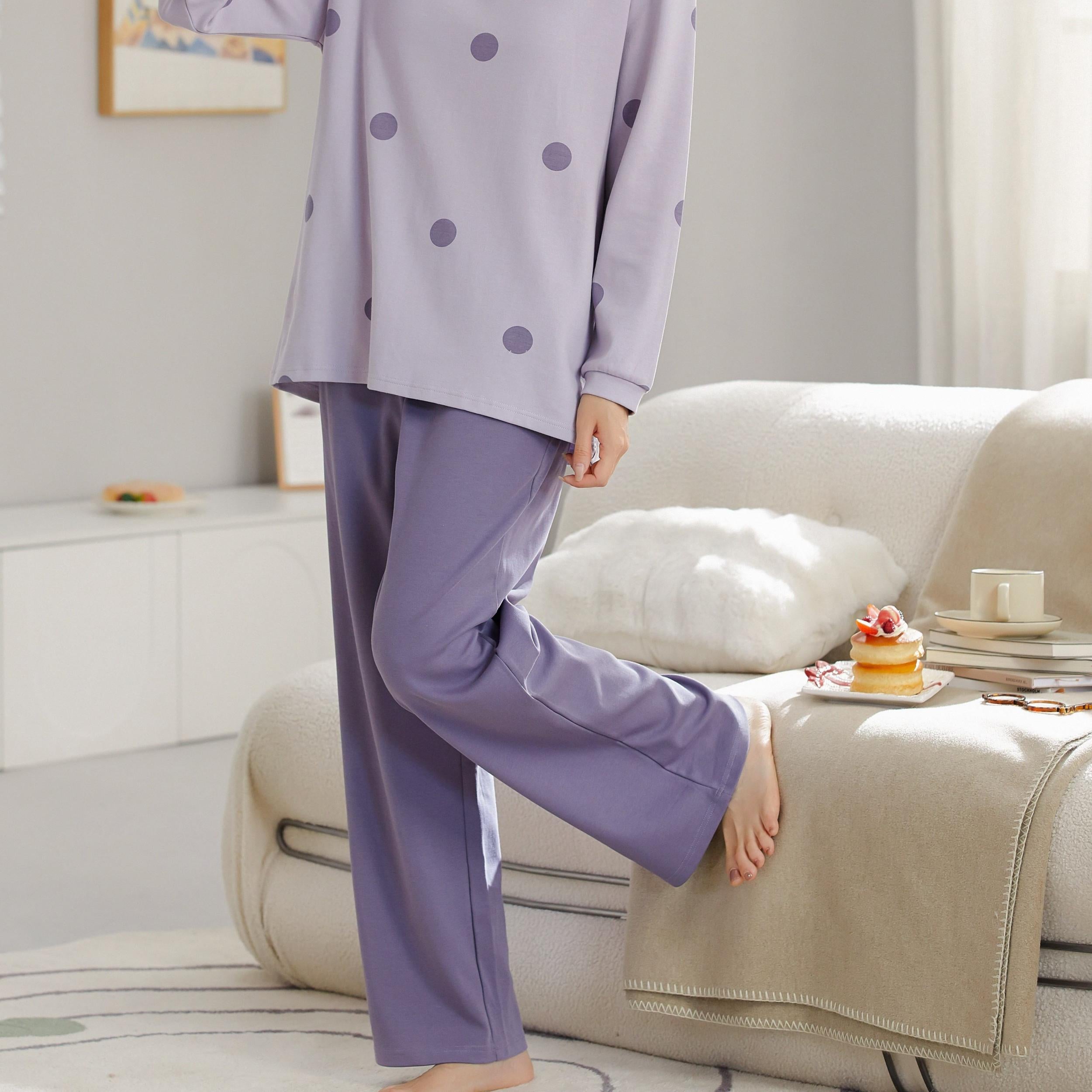 Polka Dot Pajama Set Long Sleeve Top & Pants