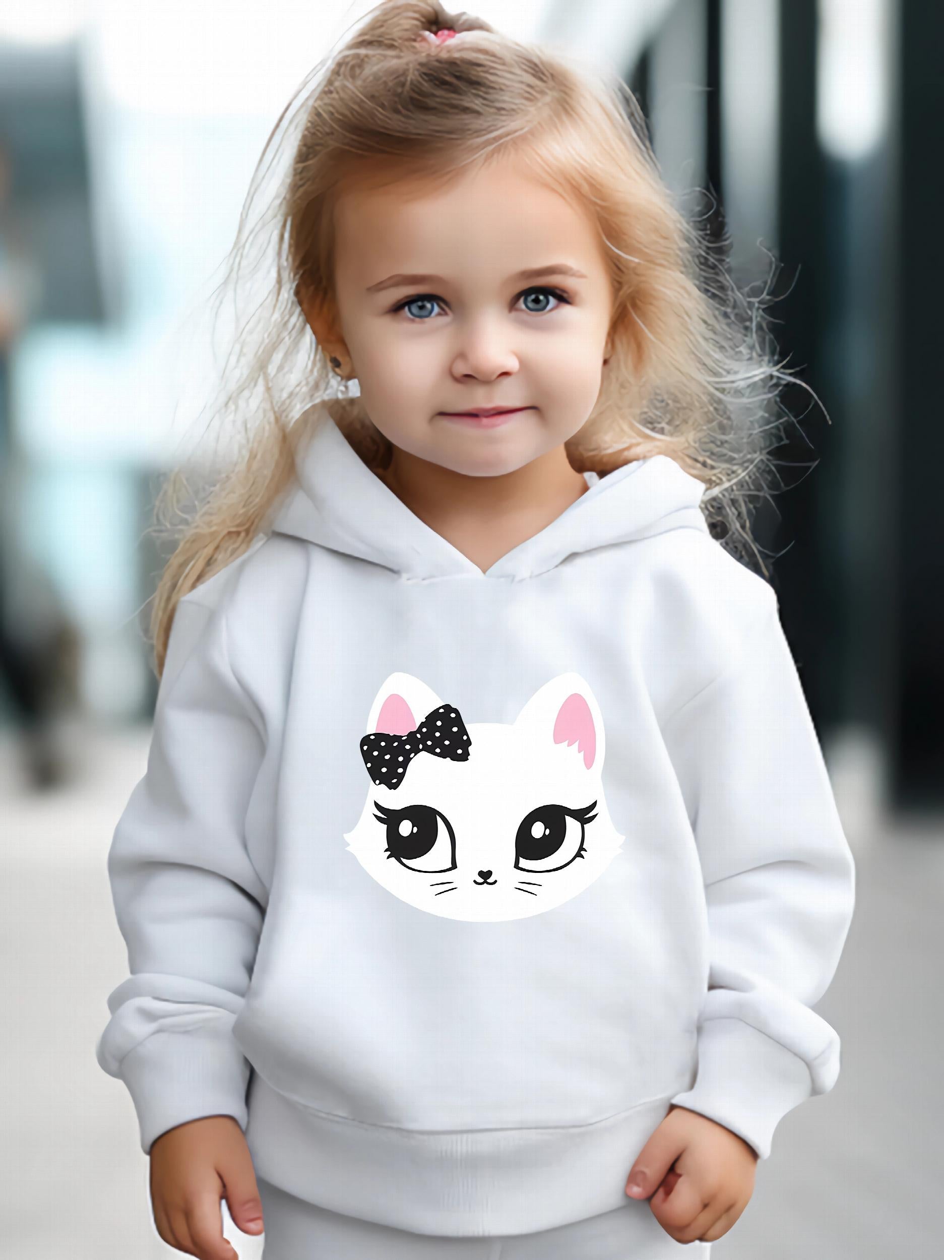 Casual Cat Print 2pcs Girls Outfits For Sports Spring Fall Outdoor Gift