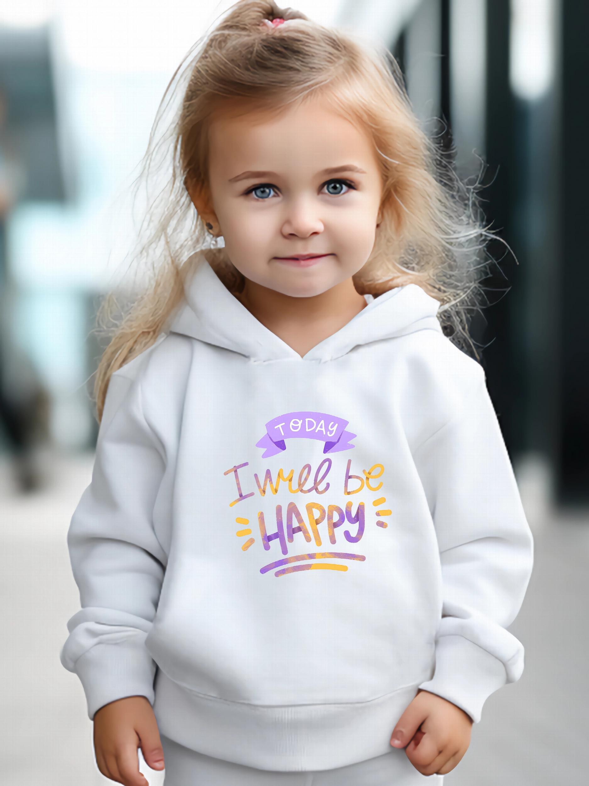 Happy Pattern Long Sleeve Hoodie Girls