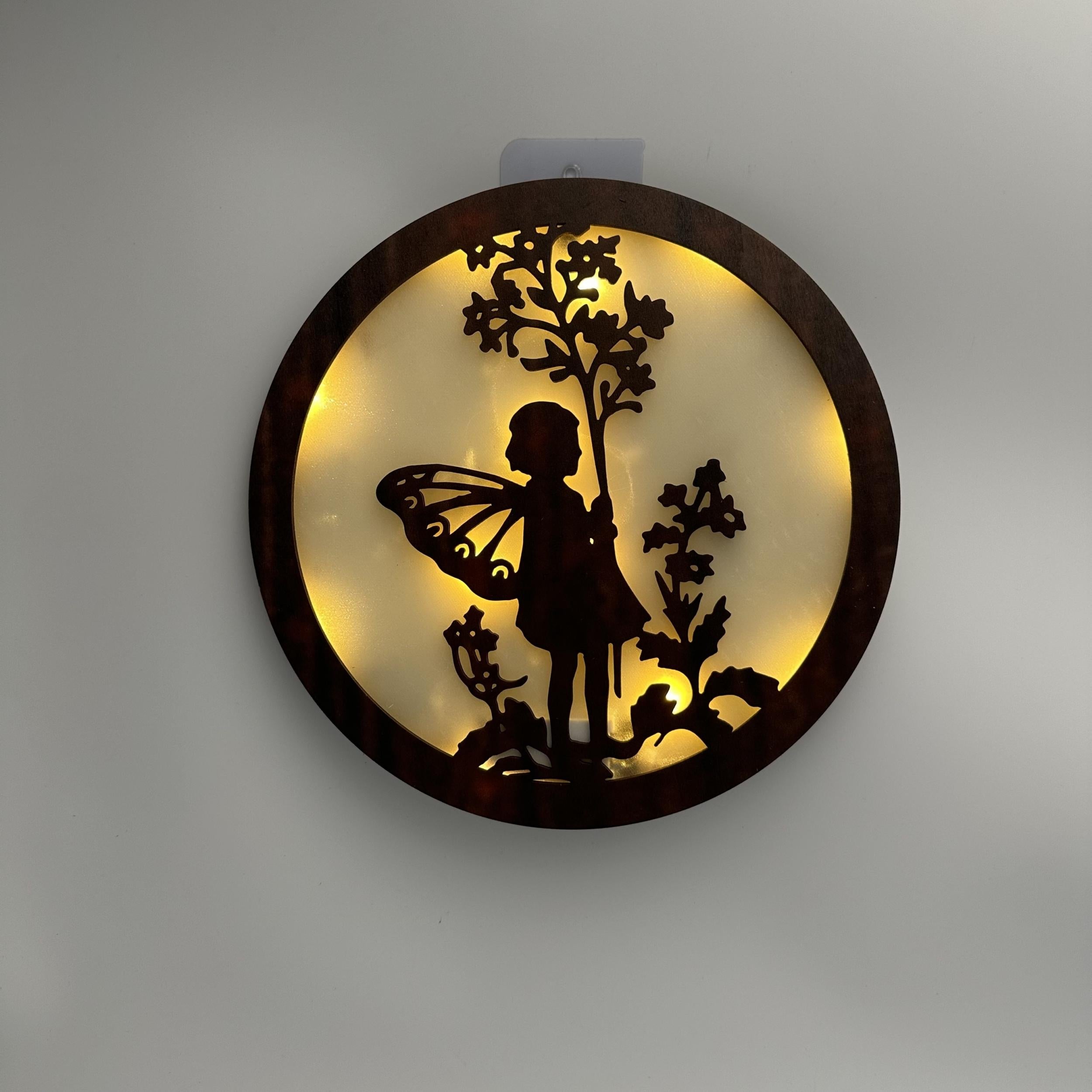 Children's Room LED Wall Clock Lamp Retro Wooden Sign Hanging Lamp