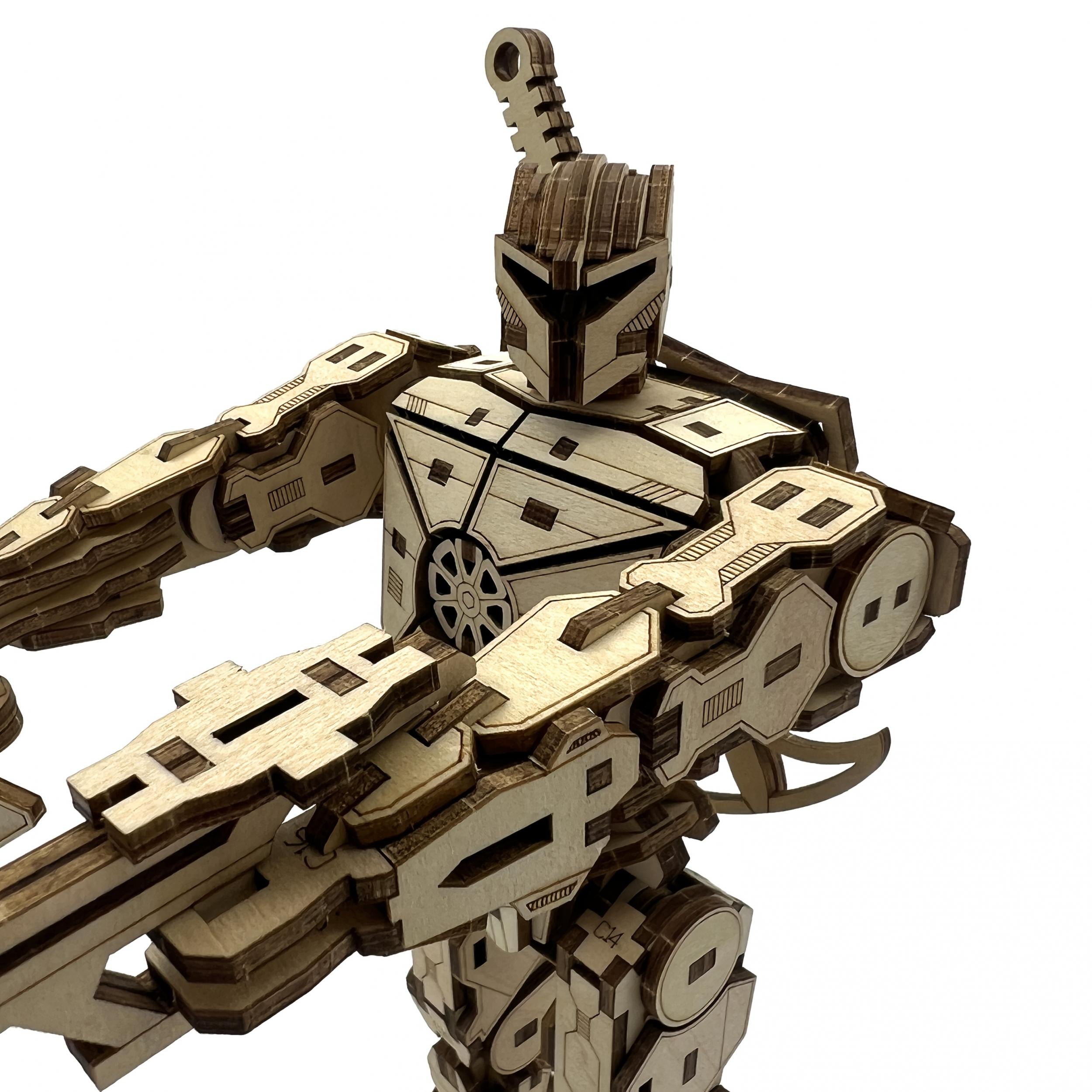 3D Wooden Puzzle Robot DIY Assembly Model Ages 14 Flexible Joints Basswood Gift