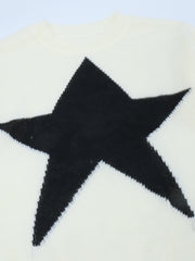 Star Pattern Drop Shoulder Sweater Long Sleeve Casual Sweater