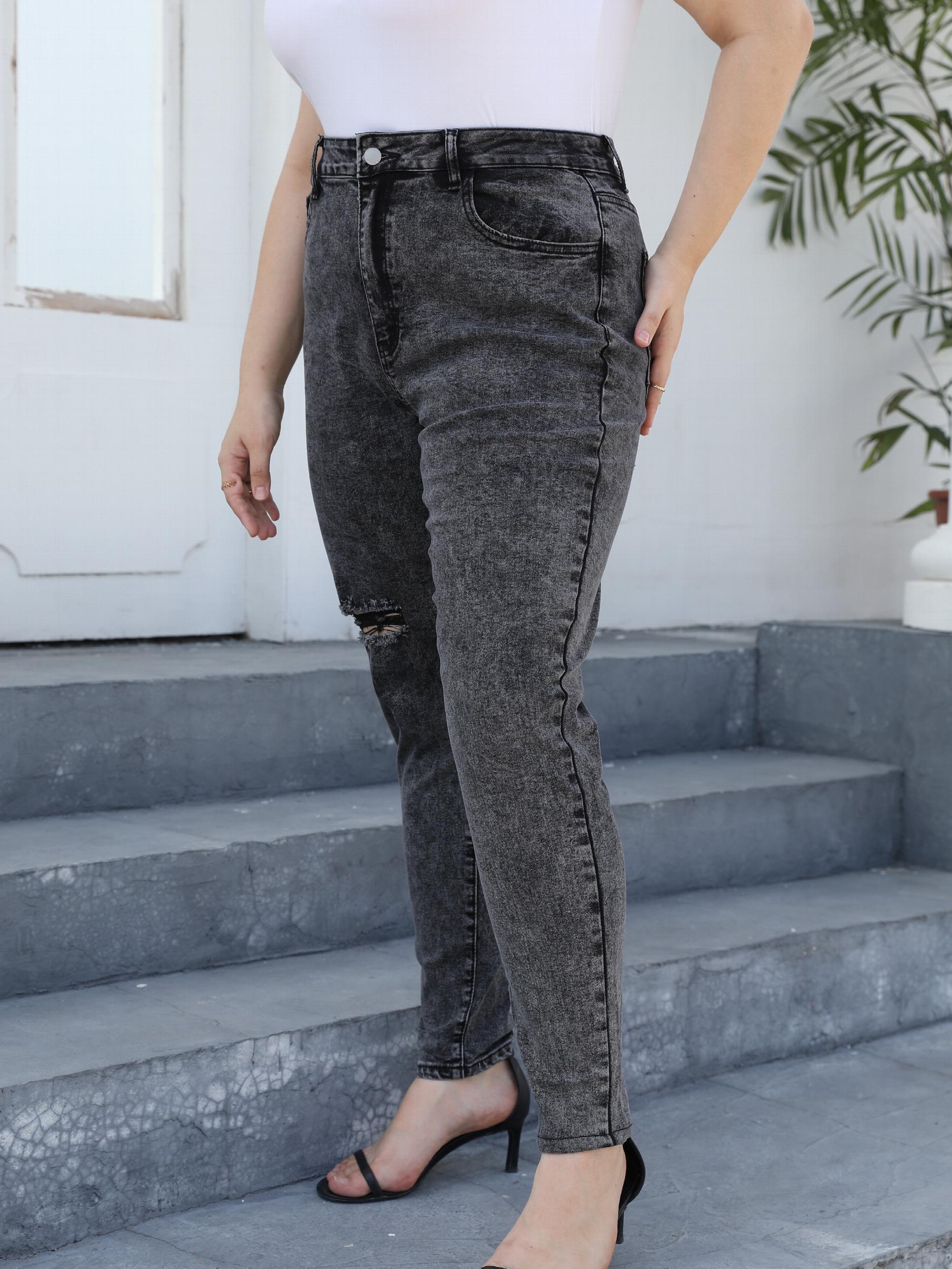  Ripped High Rise Stretch Jeans