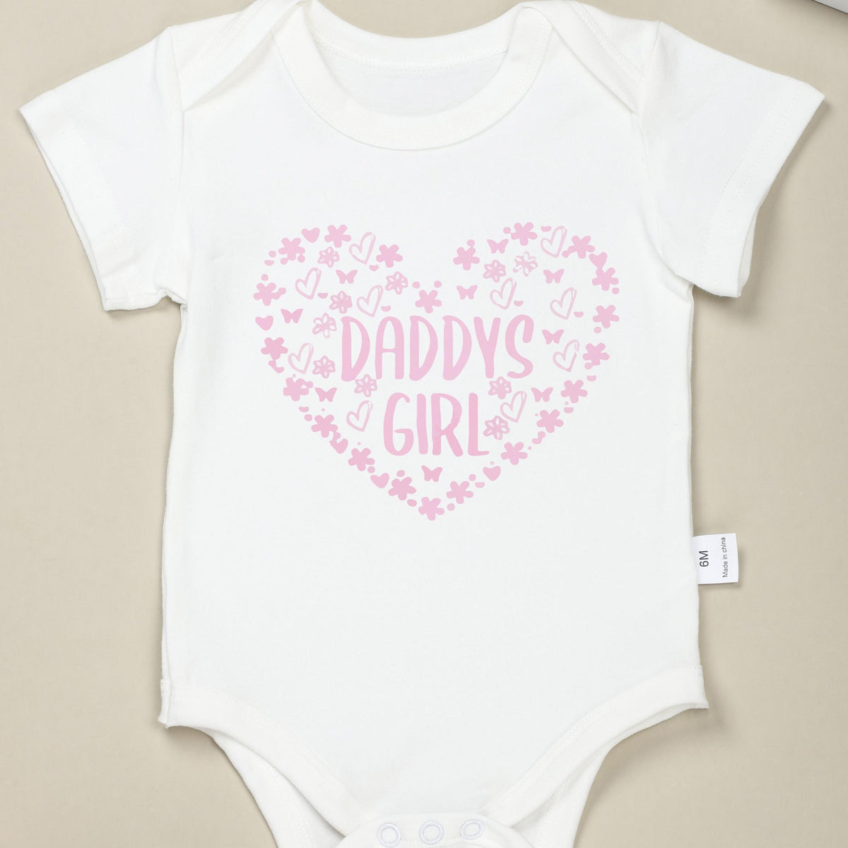 Baby Girls Daddy s Girl Heart Print Short Sleeve Cotton Onesie